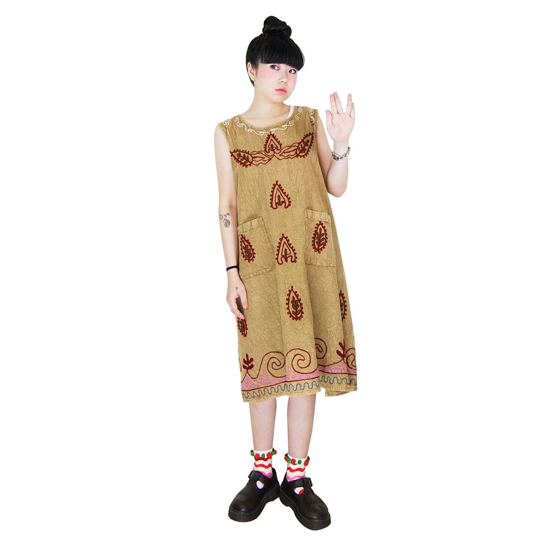 A·PRANK :DOLLY :: 复古着VINTAGE印度手工刺绣绑带式背心洋装 - 洋装/连衣裙 - 棉 多色