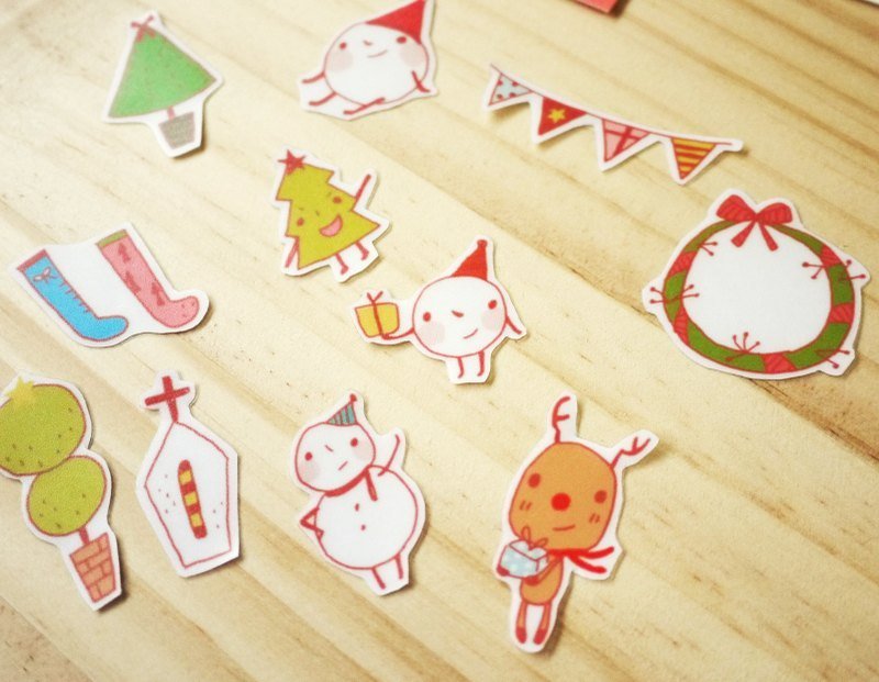 [圣诞节]圣诞装饰防水透明小贴纸(11入) - 贴纸 - 防水材质 多色