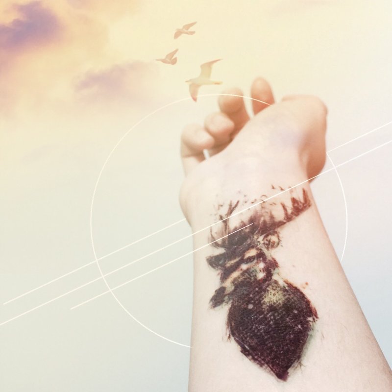 鹿 纹身贴纸 - 纹身贴 - 纸 多色