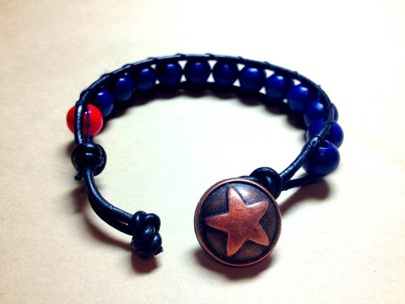 美国队长牛皮环 - 手链/手环 - 其他材质 蓝色