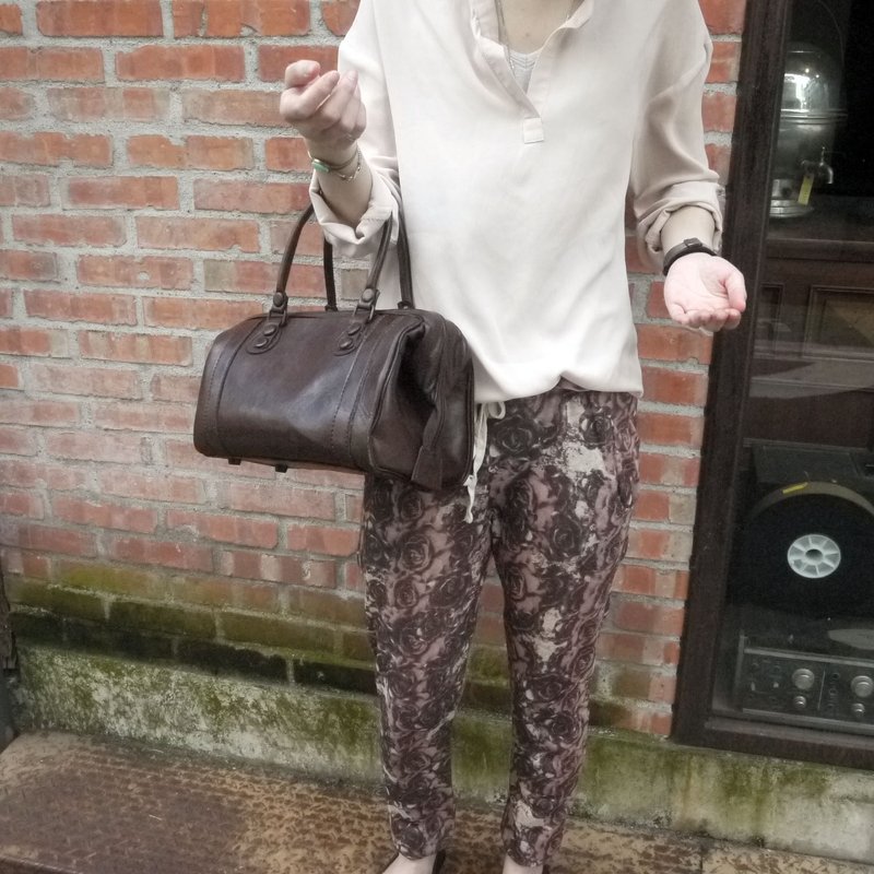 夕卡 Shika // Vintage bag 深棕色古董医生包 {A2-078} - 手提包/手提袋 - 真皮 咖啡色