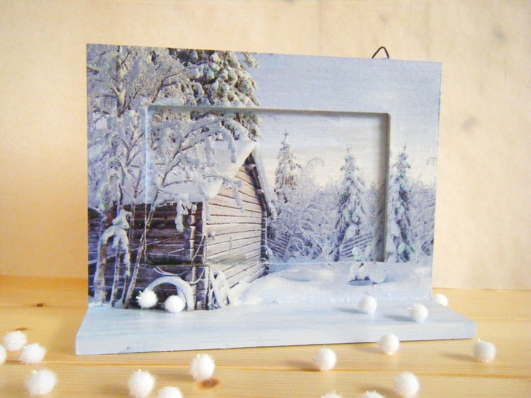 雪景纷飞相框/桌上画/挂画 - 画框/相框 - 木头 白色