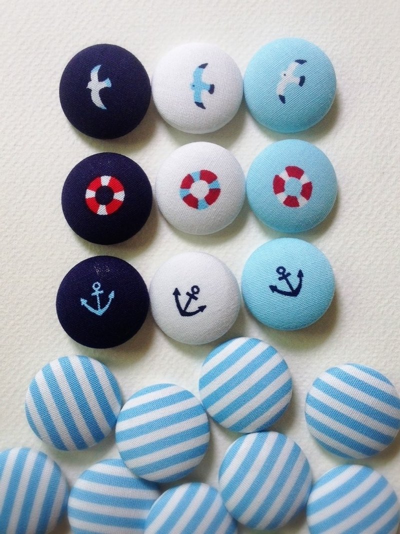 hm2。海鸥 救生圈 船锚。双扣发束 1入 - 发饰 - 棉．麻 蓝色