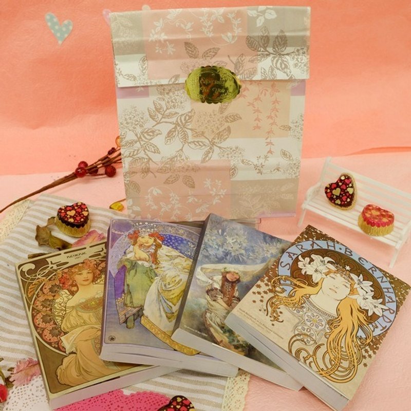 手札惊喜福袋礼-艺术大师慕夏-绮丽炫美手札组 限量珍藏版 - 笔记本/手帐 - 绣线 