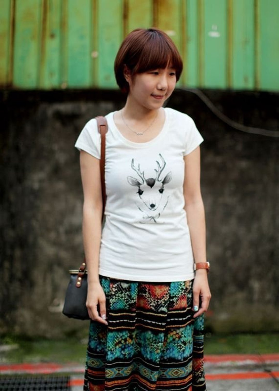 ::GeorgiaTsao:: 麋鹿有机棉T-shirt S - 女装 T 恤 - 棉 