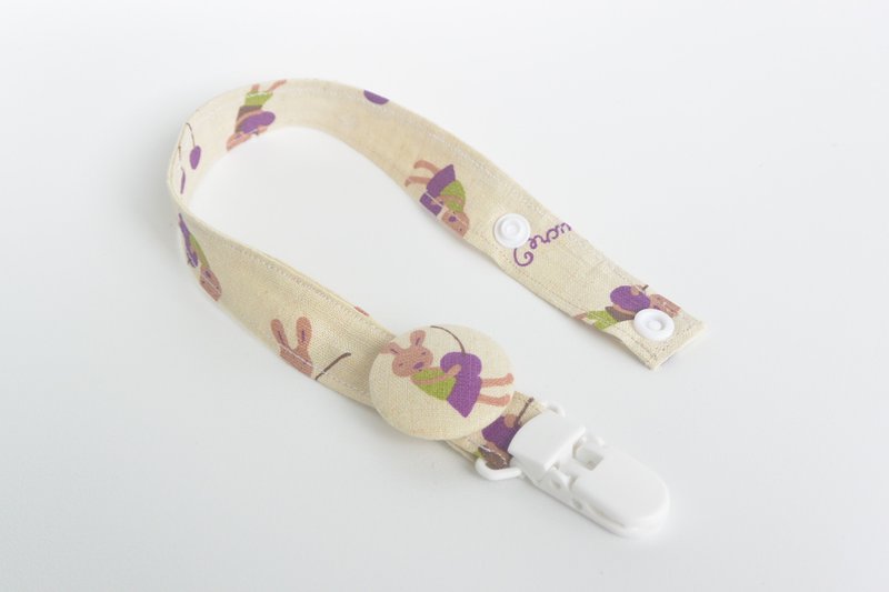 手感布包扣奶嘴链 - Rabbit - 围嘴/口水巾 - 其他材质 紫色