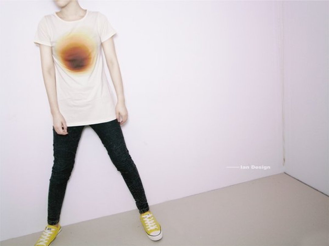 I . A . N Design 无底洞 圆领 长版T 原胚色 纯天然 100% 有机棉T Organic Cotton - 女装 T 恤 - 棉 卡其色