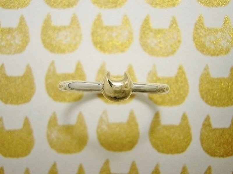miaow icon ring K18 gold ( cat K18 gold silver ring 貓 猫 戒指 指环 指環 刻字 金 銀 ) - 戒指 - 贵金属 金色