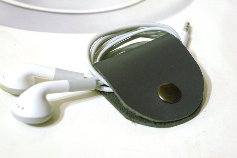 GREEN STAGE手工皮件-耳机集线器-收纳皮套-典雅灰 - 耳机 - 真皮 