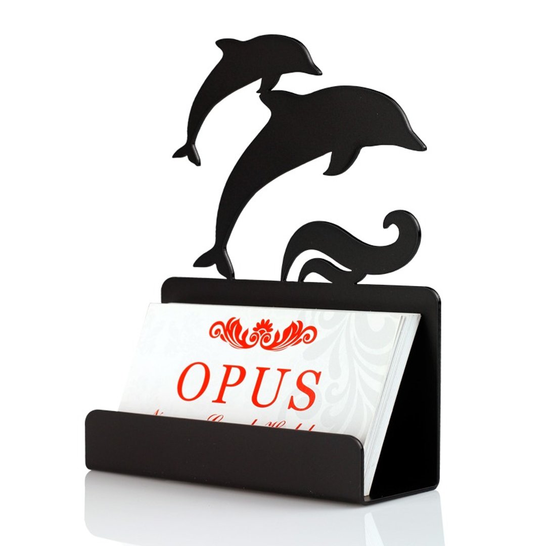 【OPUS东齐金工】欧式铁艺名片座-海豚(黑)/文具礼品/办公小物 - 名片架/名片座 - 其他金属 黑色