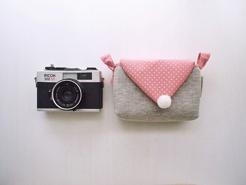 hairmo三角信封活动扣带相机包拉链款-灰+3橘红点(类单眼/单眼) - 相机包/相机袋 - 其他材质 粉红色