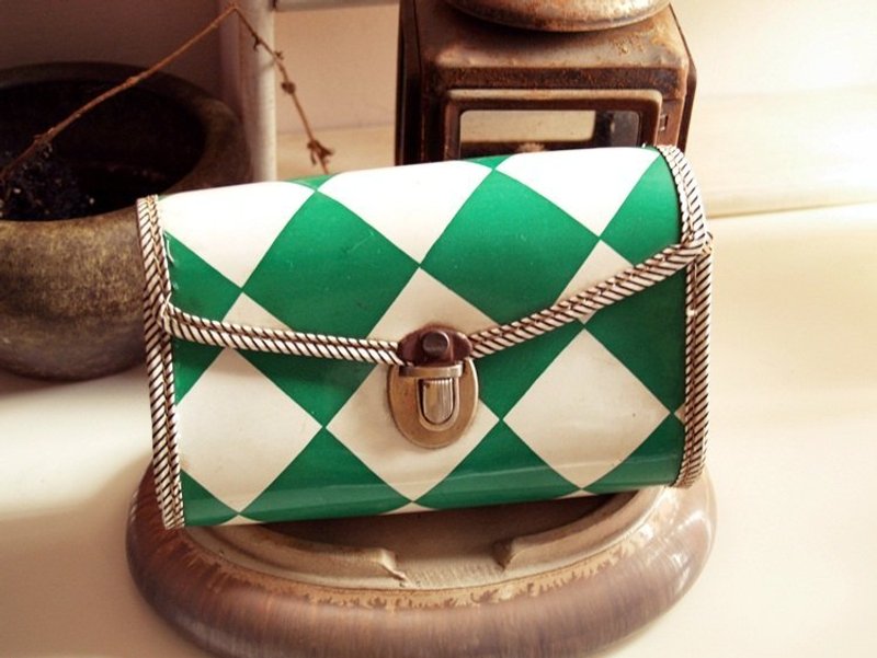 台湾老物-白绿格子单车小马鞍包(免运) - 其他 - 其他材质 绿色