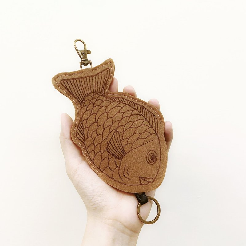 Food-食物系列-羊毛毡手缝钥匙套钥匙包Key sets/鲷鱼烧-棕色 - 钥匙链/钥匙包 - 羊毛 咖啡色