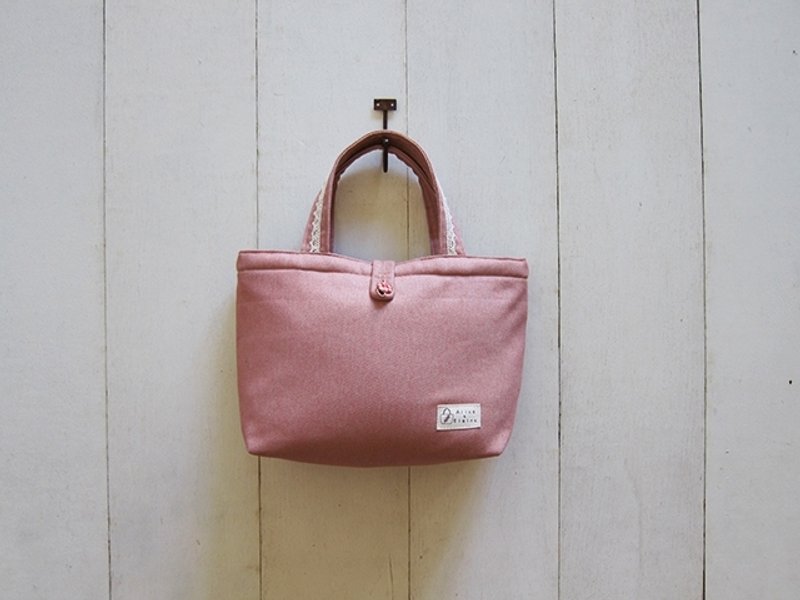 蕾丝系列 - 丹尼布粉红牛仔小号托特包(木扣开口款) - 手提包/手提袋 - 其他材质 多色