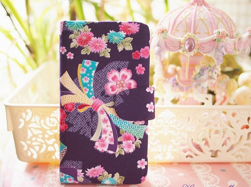 布艺 日本和风樱花紫色手机套 保护套 手机壳 三星 Samsung Galaxy S6 S5 S4 S7 Mega 6.3 Note4 Note3 Note2 - 其他 - 其他材质 紫色