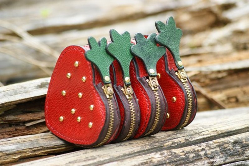 Strawberry 草莓零钱包 情人节好礼物 - 零钱包 - 真皮 红色