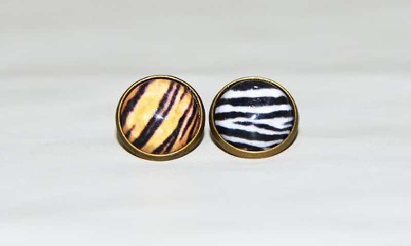 动物拼图-哥俩好耳环(耳针/耳夹) - 耳环/耳夹 - 其他金属 黑色