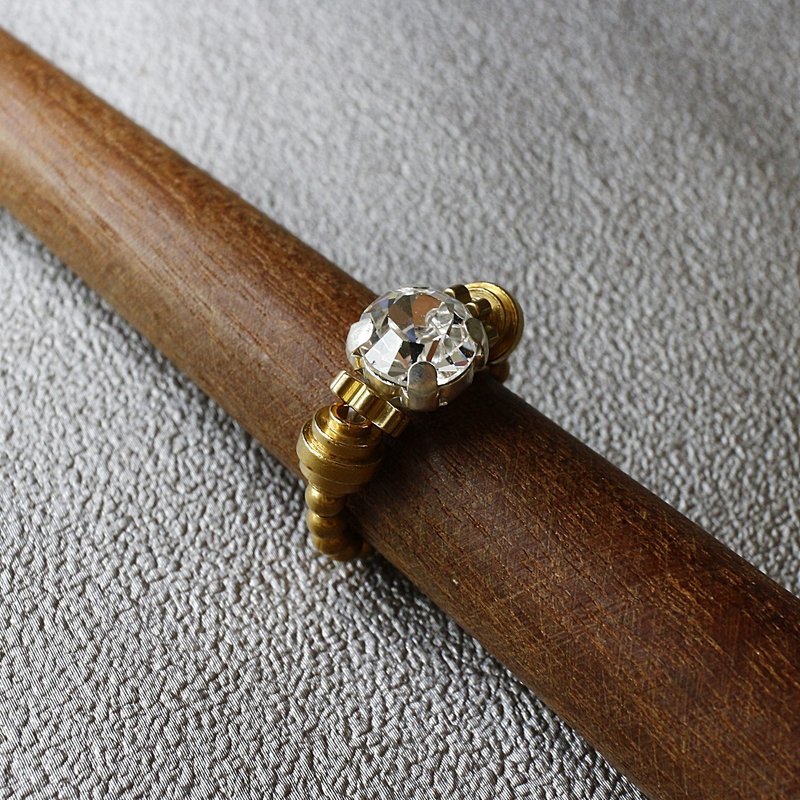 EF黄铜戒指流金岁月NO.166个性白色特大水钻 - 戒指 - 其他材质 白色