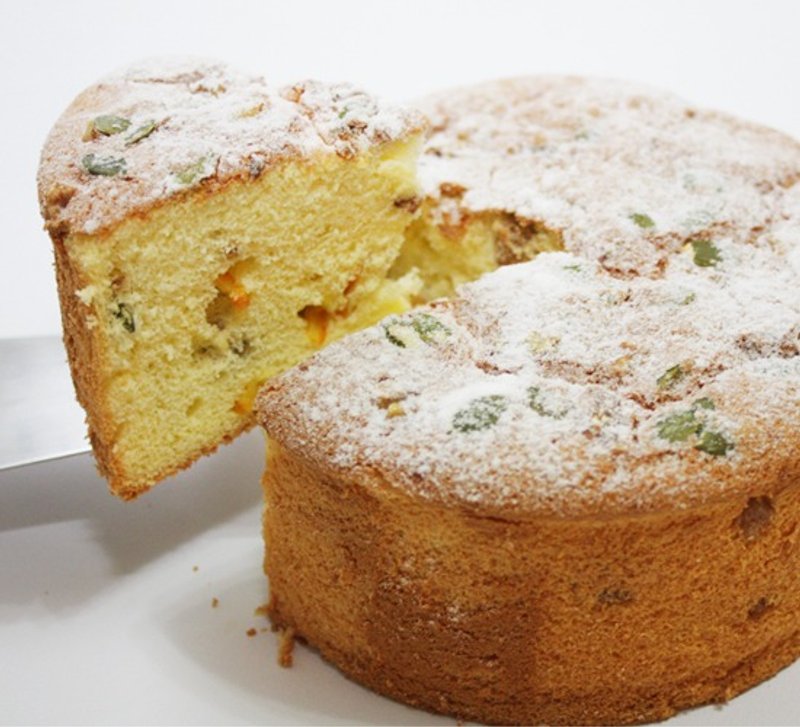 核桃南瓜子橙香戚风蛋糕 - 蛋糕/甜点 - 新鲜食材 橘色