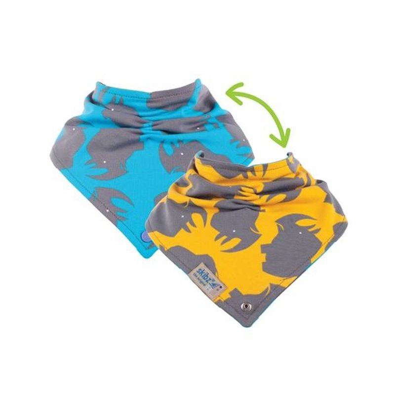 英国skibz  Skibz双面安抚领巾/小犀牛 - 围嘴/口水巾 - 棉．麻 黄色