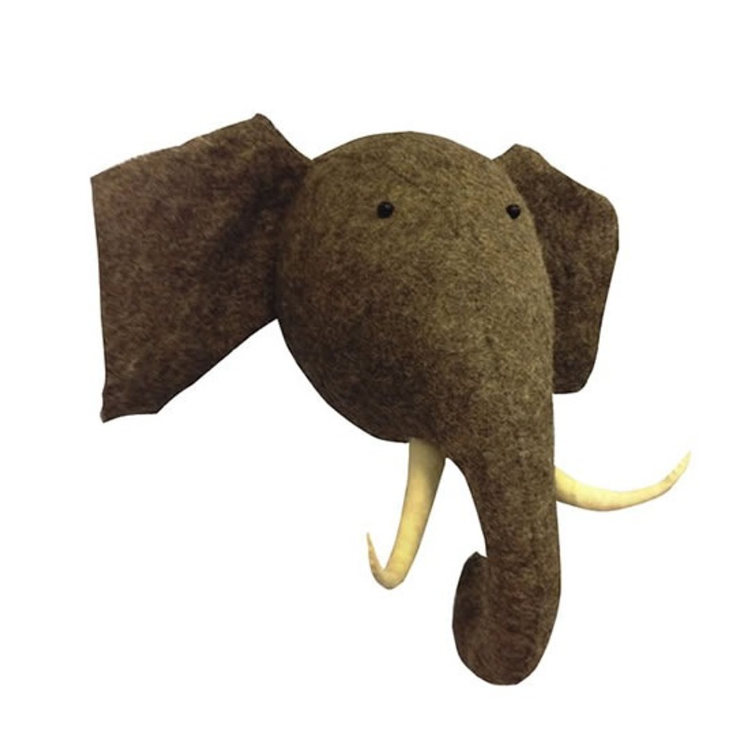 【Fiona Walker England】英国童话风格动物头 纯手工壁饰 - 鼻子那么长象先生(Elephant head with tusks) - 墙贴/壁贴 - 其他材质 灰色