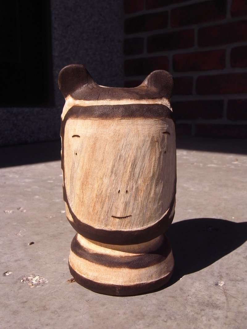 樟树木雕创作 - 虎皮男孩 - 摆饰 - 木头 咖啡色