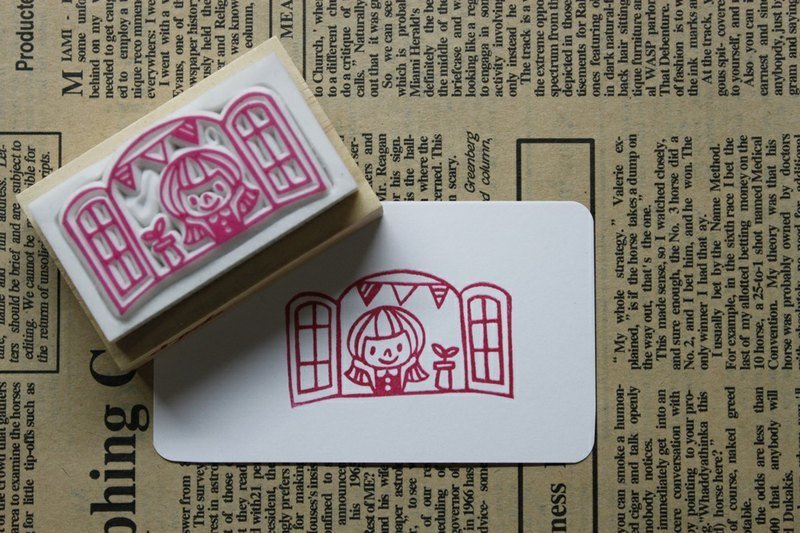 手刻印章 / 看风景女孩章 - 其他 - 塑料 白色