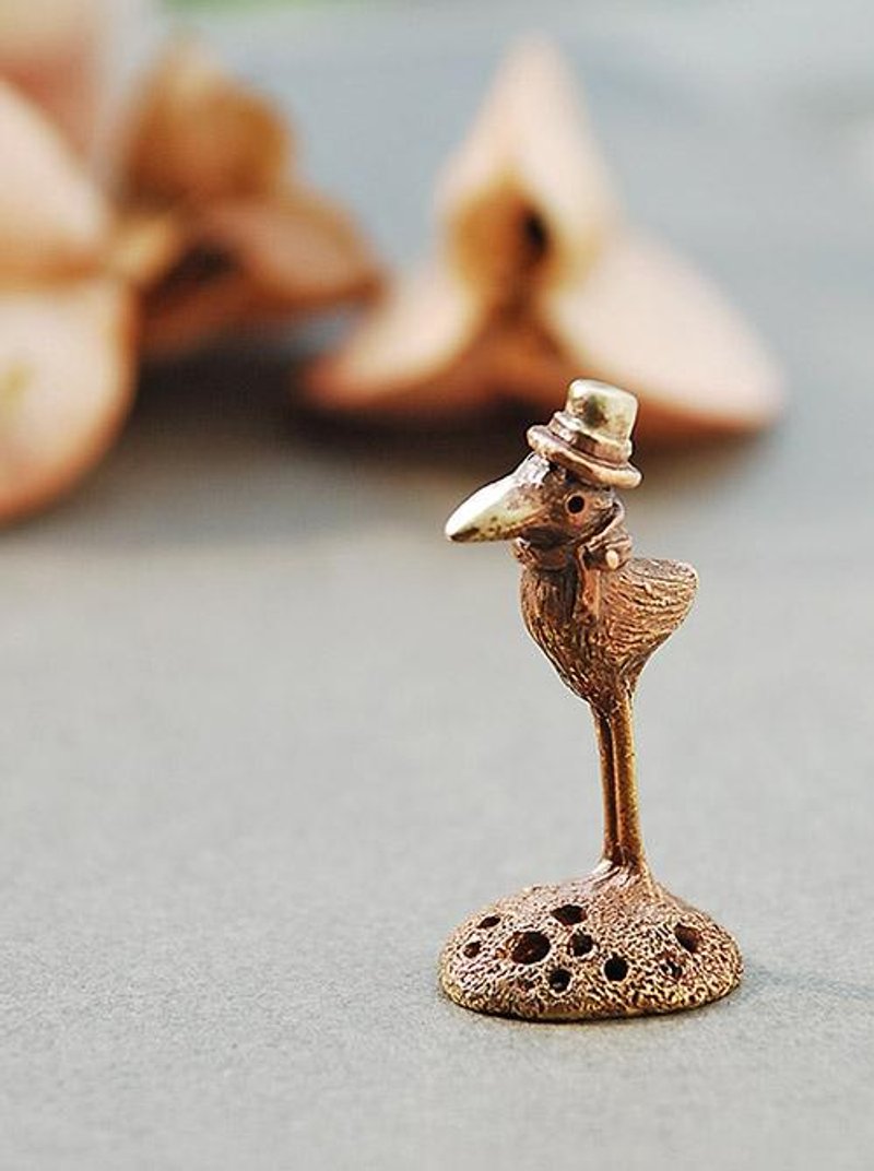 戴礼帽的鸟先生 黄铜小小偶 - 摆饰 - 其他金属 咖啡色