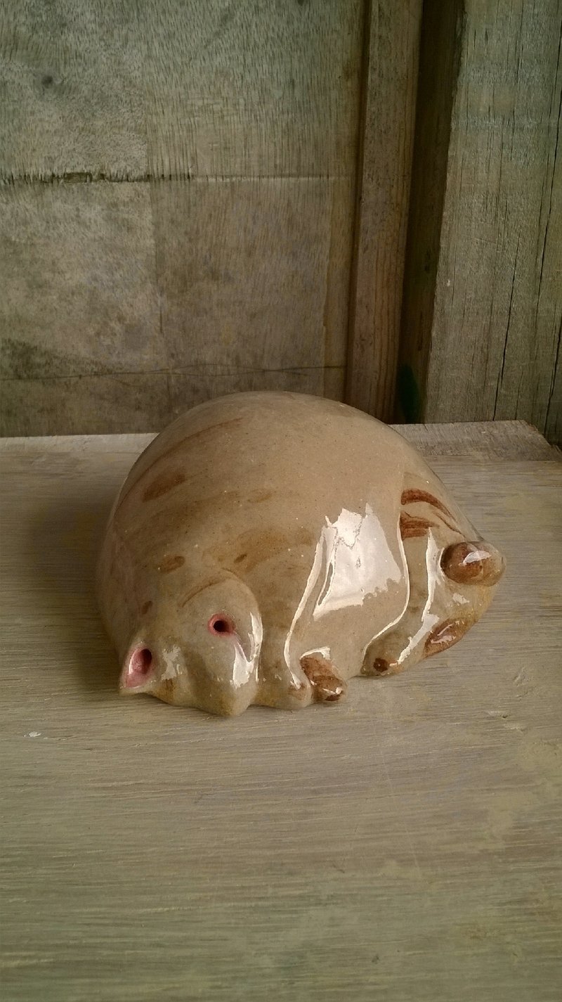 来自喵星。手捏猫星虎斑馒头纸镇陶偶 - 花瓶/陶器 - 其他材质 卡其色