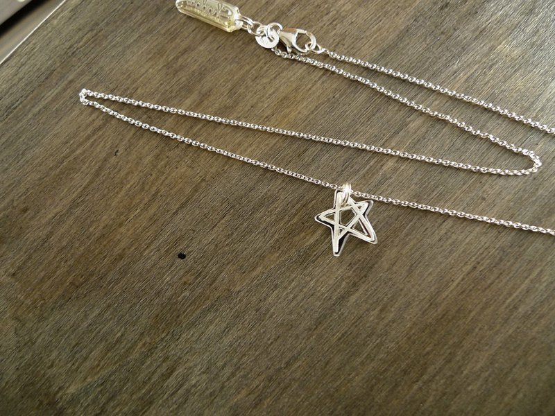 Shadow* silver 涂鸦系列_五芒星纯银项链  圣诞交换礼物 - 项链 - 压克力 