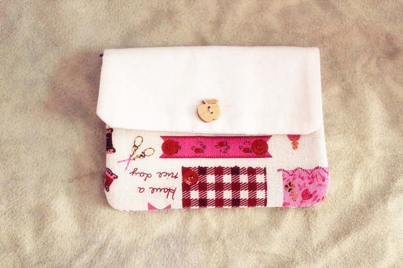 万用收纳包-女孩风 - 零钱包 - 棉．麻 红色