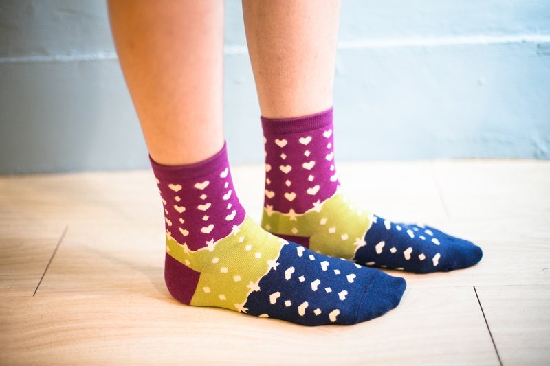 情人款_紫红_恋爱ING_NAKID SOCKS_袜子_短袜_爱心_鸟/交换礼物 - 袜子 - 其他材质 多色