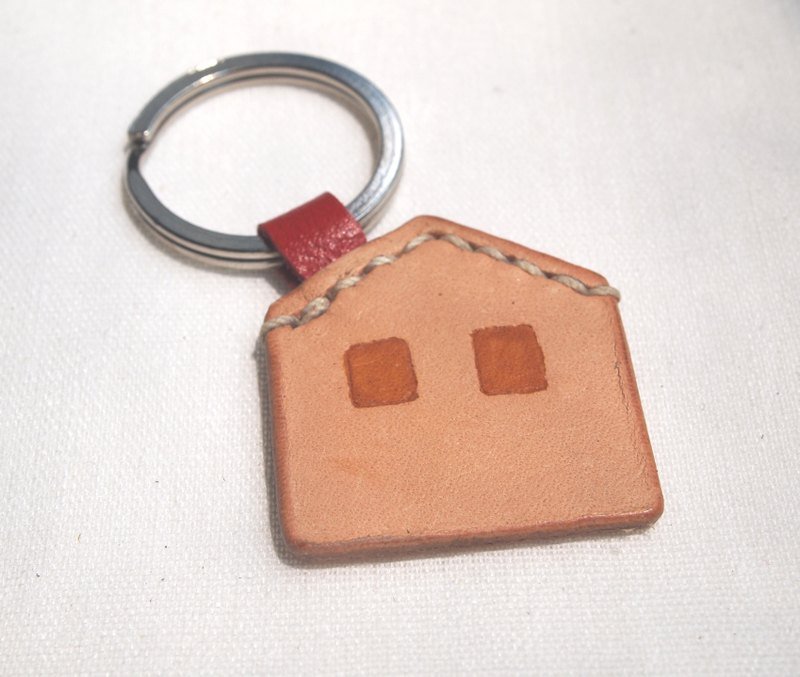好皮小房子钥匙圈(A)  Little House key ring  - 吊饰 - 真皮 卡其色