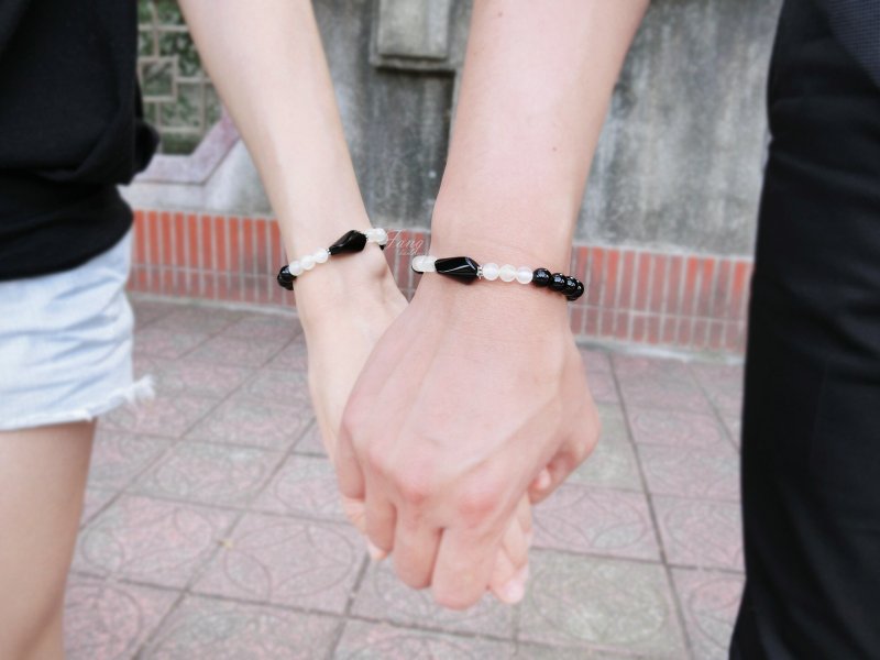 ❖FANG❖【携手】情侣款系列/ 一起来貘吧！马来貘配色 黑玛脑手链 情人节 - 手链/手环 - 宝石 黑色