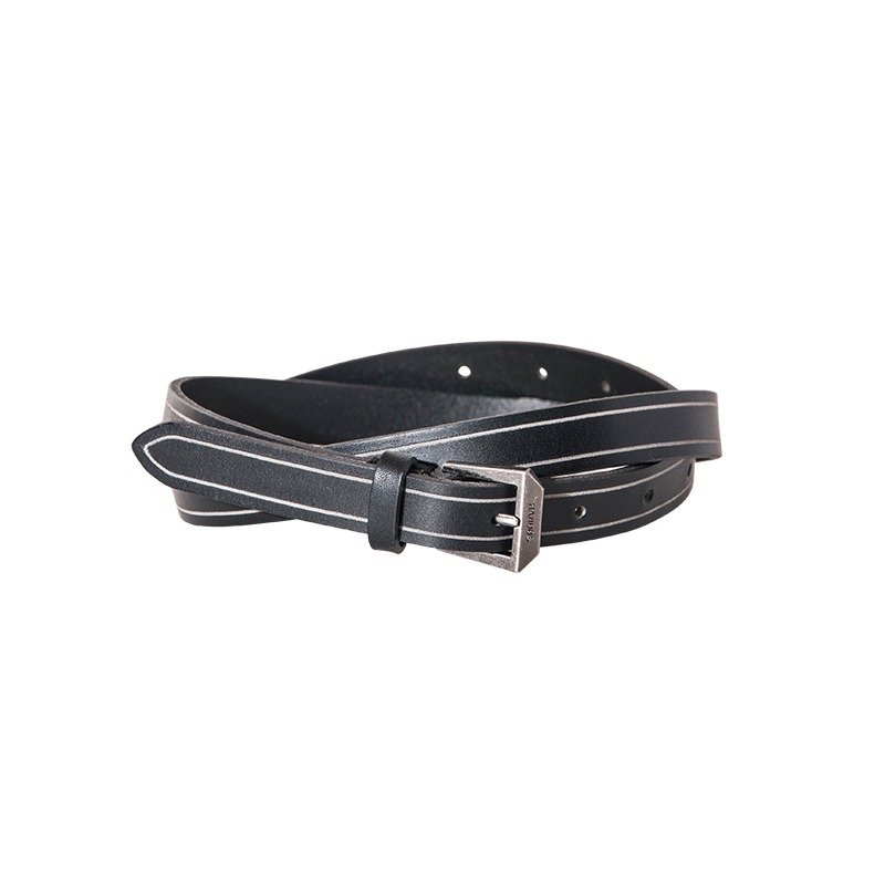 Sour Worms 真皮细版皮带 - 黑 - 皮带/腰带 - 真皮 黑色