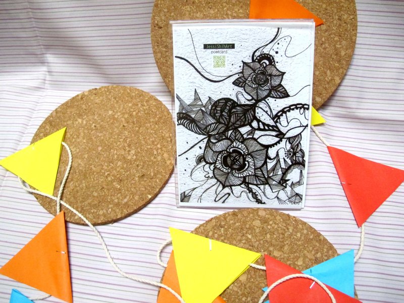 黑白手绘风明信片/万用卡A006 - 卡片/明信片 - 纸 