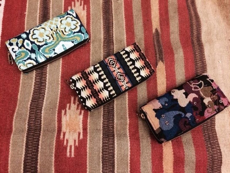 ★saibaba ethnique // 刺绣拉链式长皮夹★ - 皮夹/钱包 - 棉．麻 多色