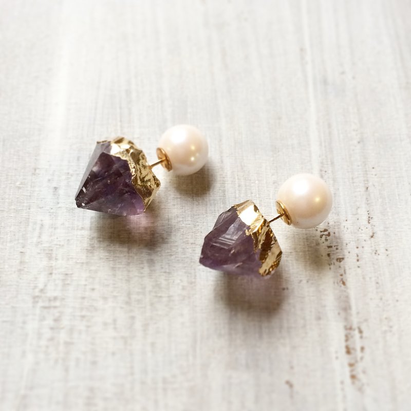THEMIS 紫水晶珍珠耳环 - 耳环/耳夹 - 宝石 紫色