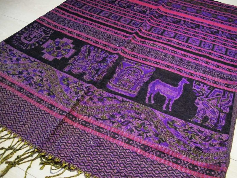 祕鲁图腾风格围巾/披肩-紫粉 - 丝巾 - 其他材质 紫色