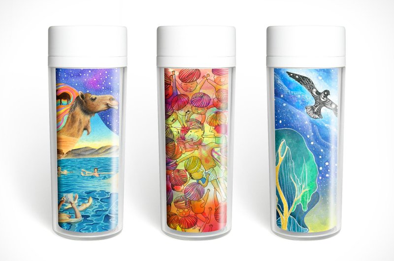 / 七夕情人节礼物 / 旅行记忆 - 插画手绘风格随行杯 ( 三款可选择 ) - 咖啡杯/马克杯 - 塑料 多色