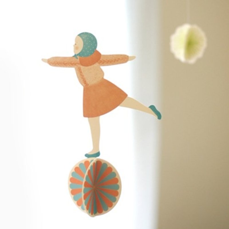 女孩踩球马戏团DIY挂饰 - 摆饰 - 纸 橘色
