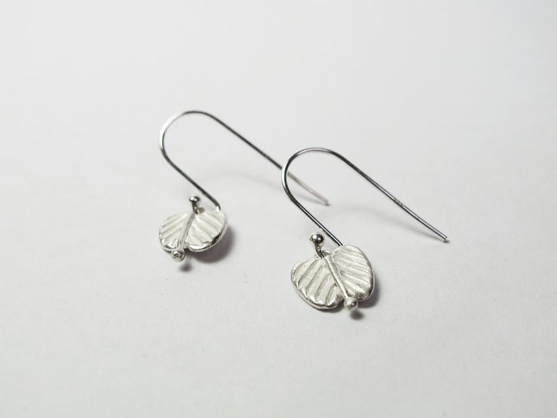 I-Shan13  小跃叶耳环 - 耳环/耳夹 - 纯银 银色