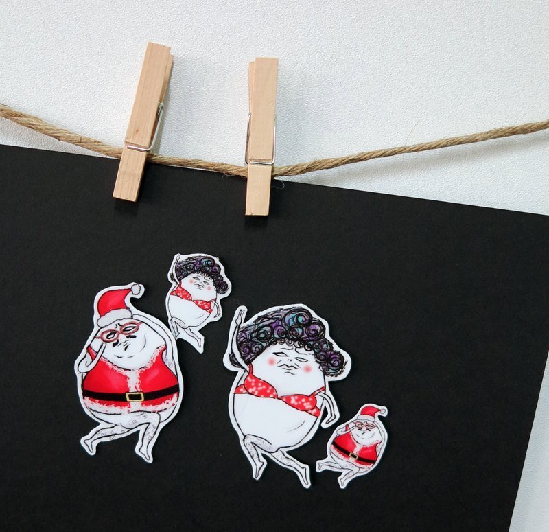 圣诞节限定-蛋爸蛋妈防水贴纸 - 贴纸 - 防水材质 红色