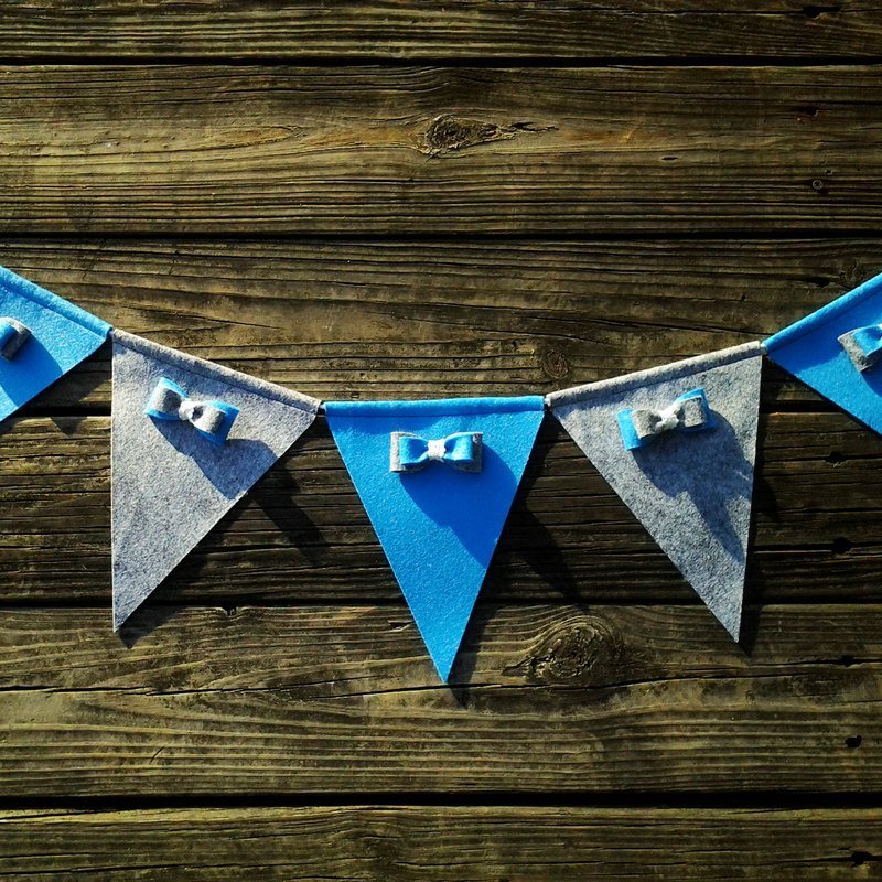 Muse 蝴蝶结配色圣诞节派对展示蓝灰色布旗挂旗10片含收纳袋 - 墙贴/壁贴 - 其他材质 蓝色