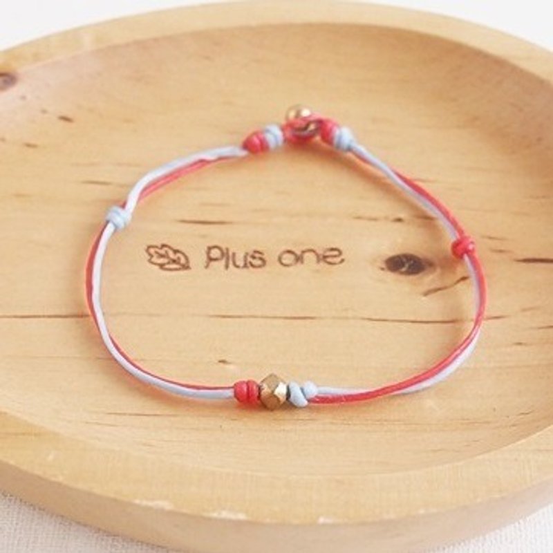 蚕丝蜡绳vs.铜珠手环-双股跳色款【俏皮】（红+水蓝）♥基本款 可订制♥OldNew Lady - 手链/手环 - 防水材质 红色