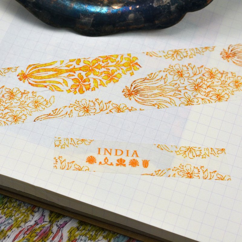 【印度绣村自足企划】手工盖印-黄花絮 - 纸胶带 - 纸 黄色