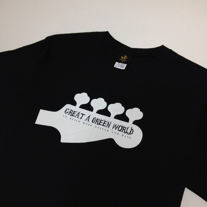 摇滚 T恤 bass CREATE A GREEN WORLD - 中性连帽卫衣/T 恤 - 其他材质 黑色