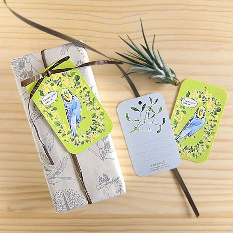 Message card parakeet (Green) - 卡片/明信片 - 纸 绿色