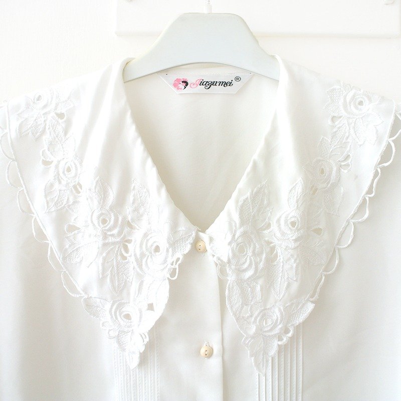 │Slowly│蕾丝花边古典古着衬衫│vintage.森林.复古.英伦.文艺.日本女孩.古典.雪纺 - 女装衬衫 - 其他材质 白色