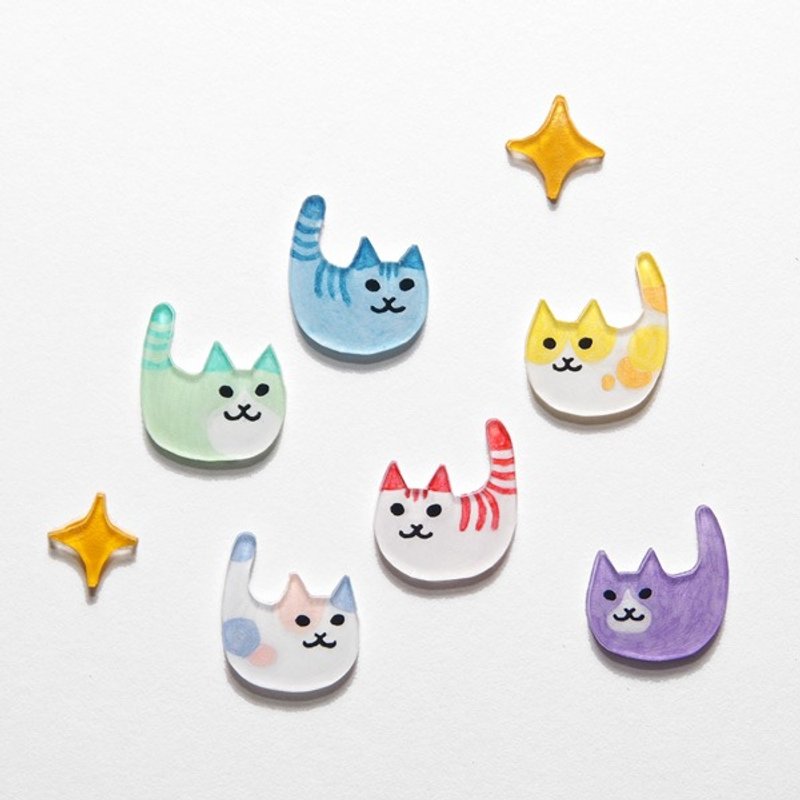 宇宙小猫们 ! galaxy cat !(一对入) 手绘手作耳针-不过敏钢针/可 - 耳环/耳夹 - 塑料 多色